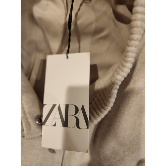 Zara Cropped Bomber Jacket Cream Ivory Chic Outerwear Varsity XXL Women - Picture 3 of 9